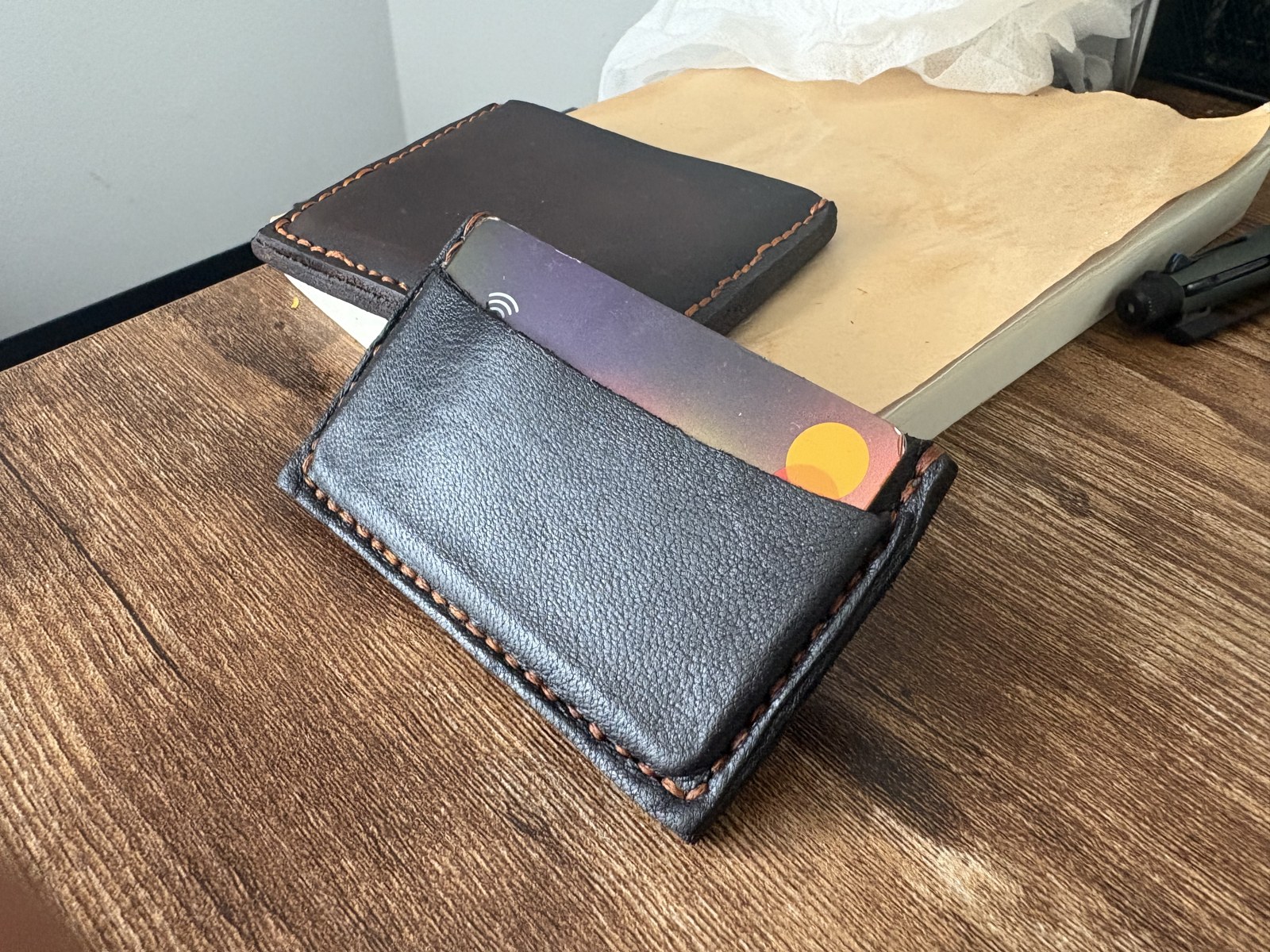 Rectangle 1 two pocket leather wallet